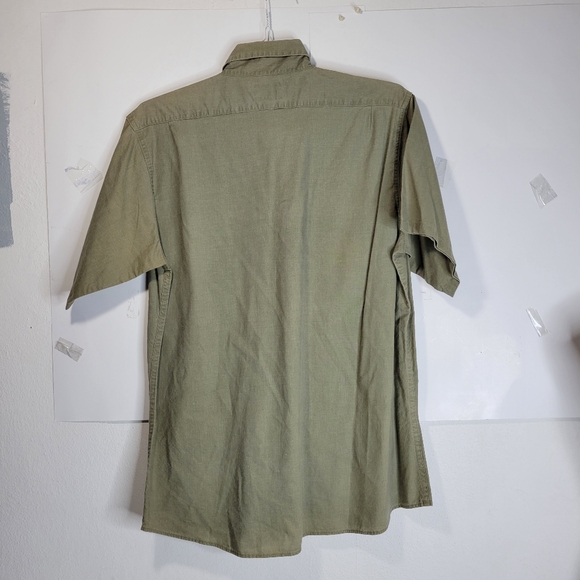 Men's Air Force short sleeve Button front khaki/green Shirt Size L 100% Cotton - Picture 6 of 8